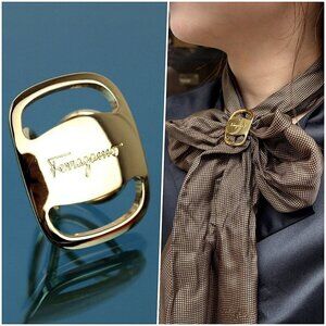 Salvatore Ferragamo Timeless Gold Vara Scarf Ring NWOT